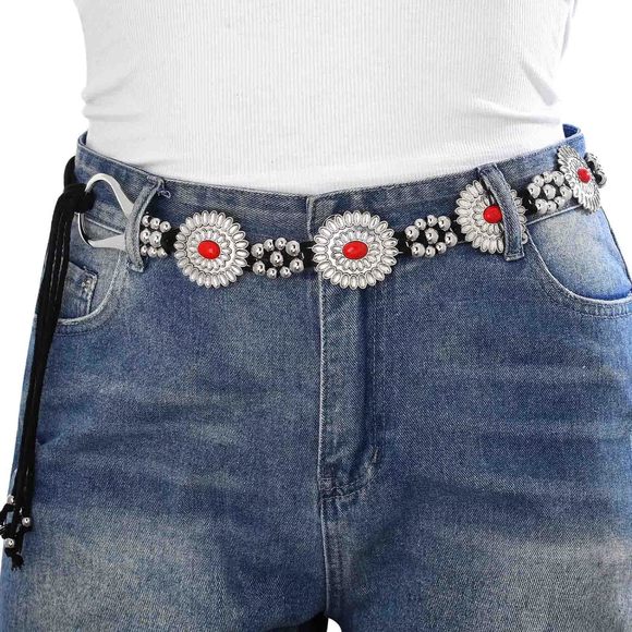 Western Concho Belt Woman Turquoise Cowgirl Rope Waist Belts Silver Country😙 - Picture 2 of 6
